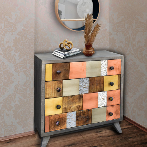 World Menagerie Donecia Mango Wood 4 Drawer Accent Chest Wayfair